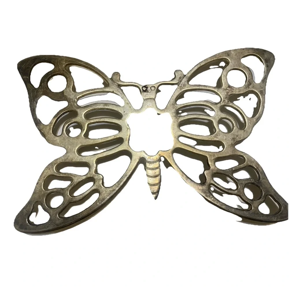 Leonard Silverplate Butterfly Trivet Italy Vintage Mid Century MCM (2/1 pair)